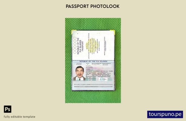 Plantilla de apariencia de foto de pasaporte de Fiji lista para imprimir